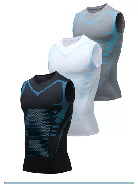 Fitness Clothing for Men, Short-Sleeved, Sleeveless, Tight-Fitting Clothing, Running Basketball Training Clothing, Gym Shaping Vest-Style Lightweight Clothing