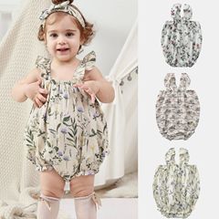 24春夏親膚透氣棉紗系列嬰兒寶寶吊帶飛袖包屁衣哈衣爬服舒適好穿