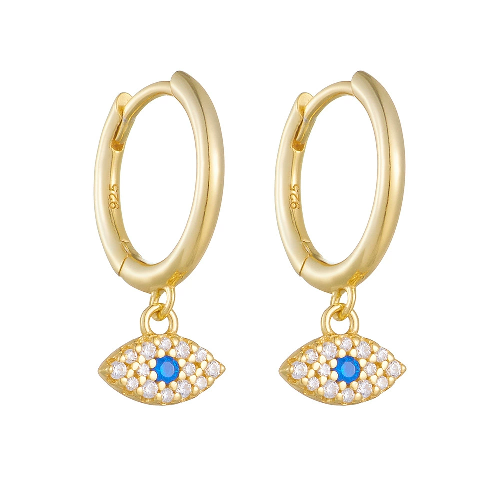 Retro blue diamond, earrings, zirconium, silver 925 sample, European style, simple and elegant design, high-quality style