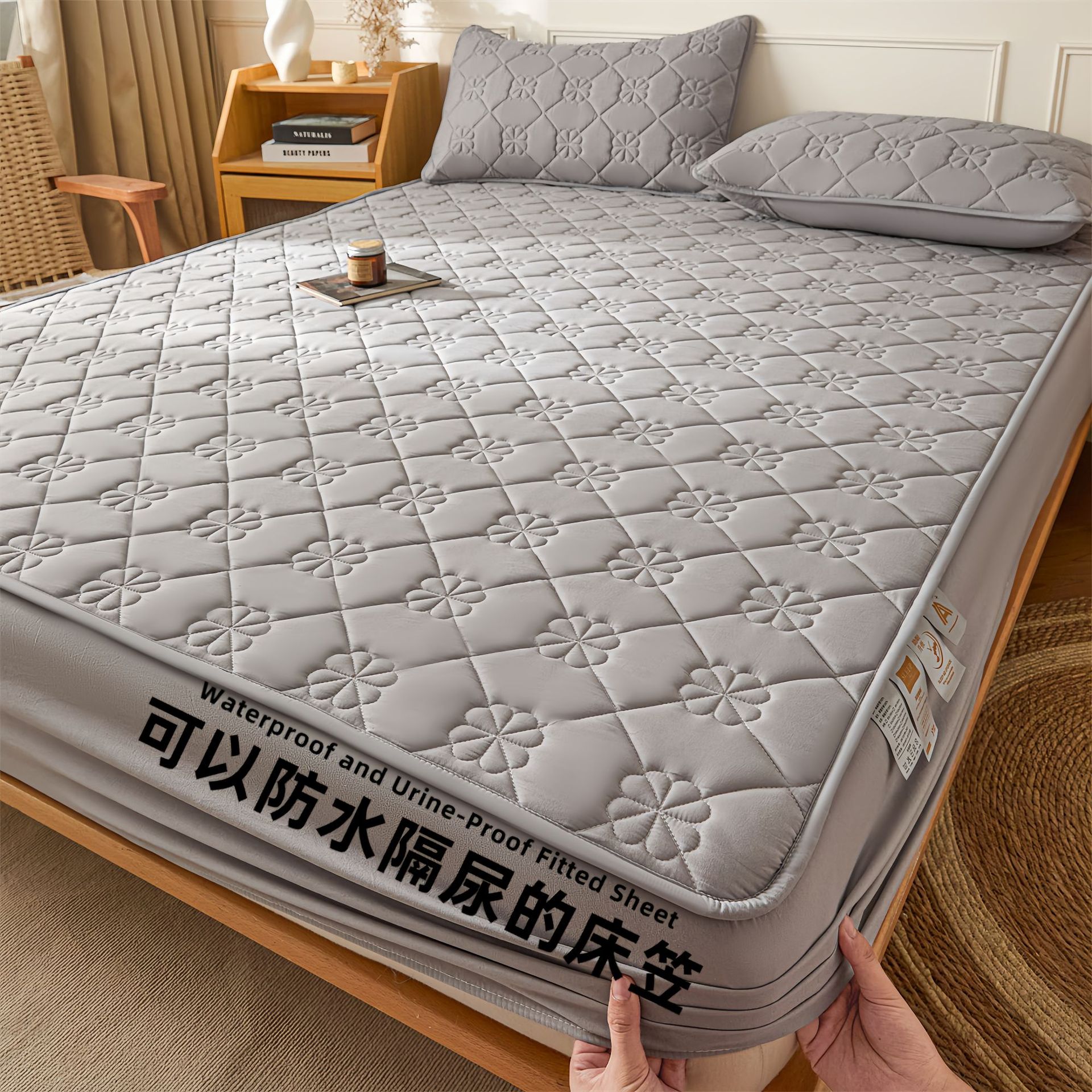 Todo incluido Cama de diafragma impermeable clase A Casa de algodón puro grado madre y bebé dormir desnudo máscara de cama de algodón antibacteriano cubierta de colchón una sola pieza