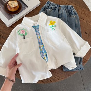 Children's Shirts 2025 Autum New Kidsren's Clothing Boys and Girls Color Printed Personalized Shirts Baby Trendy Cool Tops