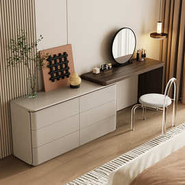 SPG807梳妆台收纳柜一体卧室侘寂风简约床尾斗柜伸缩化妆