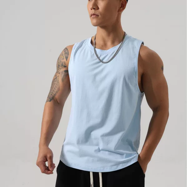 Fitness cotton waistcoat slim fit moisture wicking cotton fitness sports vest