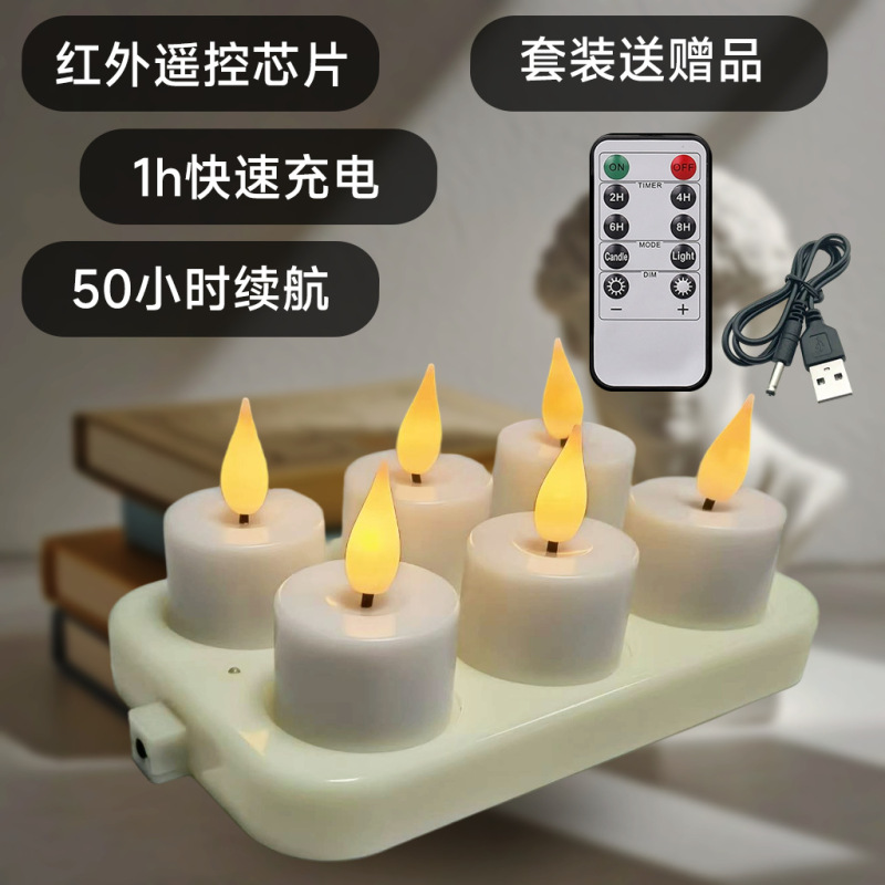 欧美跨境热销led电子蜡烛灯遥控磁吸充电圣诞装饰品摆件氛围灯|undefined