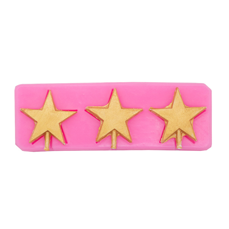 Molde de silicona estrella de cinco puntas de 3 piezas DIY chocolate fondant ritmo seco molde pastel decoración Tarjeta de inserción directa de fábrica