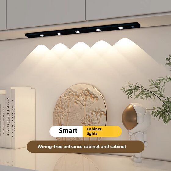Smart led human body induction light ultra-thin cat's eye hill light bar charging self-adhesive wardrobe wine cabinet cabinet light cross-border