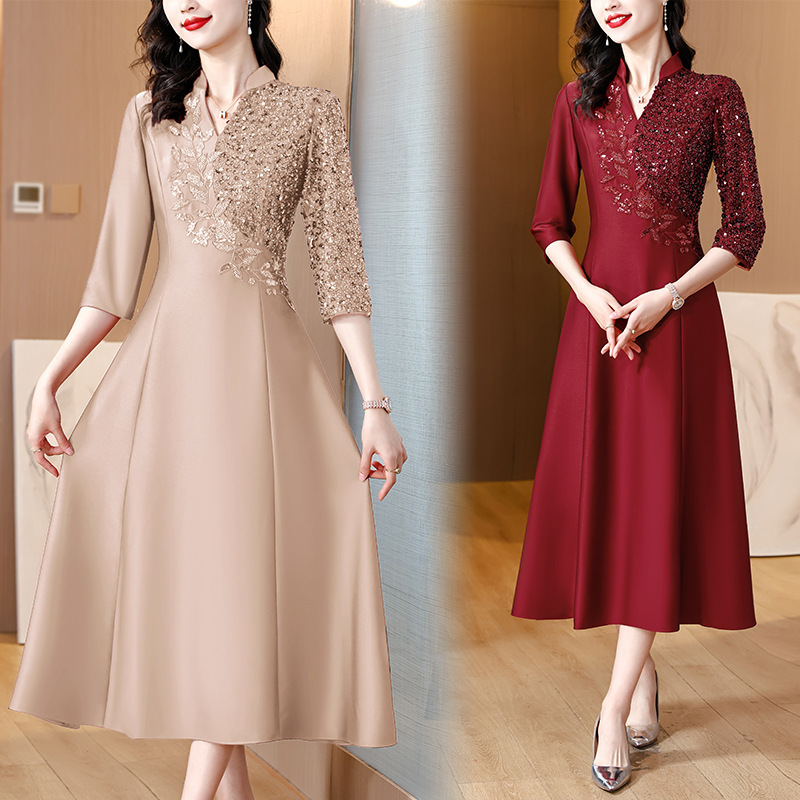 Xi Mother-in-law Toasts Wedding Dress 2024 Summer New Style Mother Dress Fashion Elegant Embroidered dress Xi Mother-in-law Toasts Wedding Dress 2024 Summer New Style Mother Dress Fashion Elegant Embroidered dress