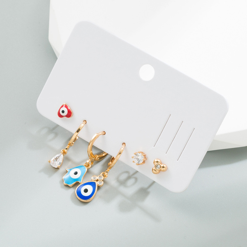 Fashion Devilu0027S Eye Copper Drop Earrings Plating Inlay Zircon Copper Earrings 3 Pairs