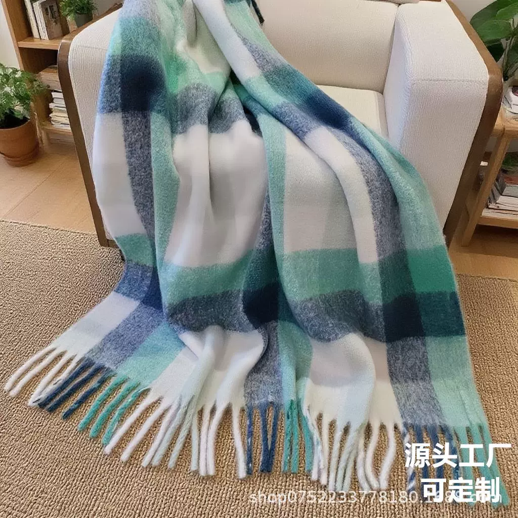 厂家定制马海毛盖毯波办公室午睡毯老式沙发毯薄款简约轻奢绒毯