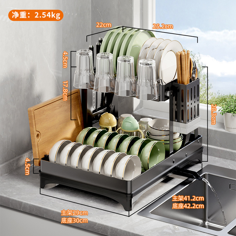 Estante de cocina 304 almacenamiento en el hogar de acero inoxidable, estante de drenaje de platos multifuncional, suministros de cocina plegables