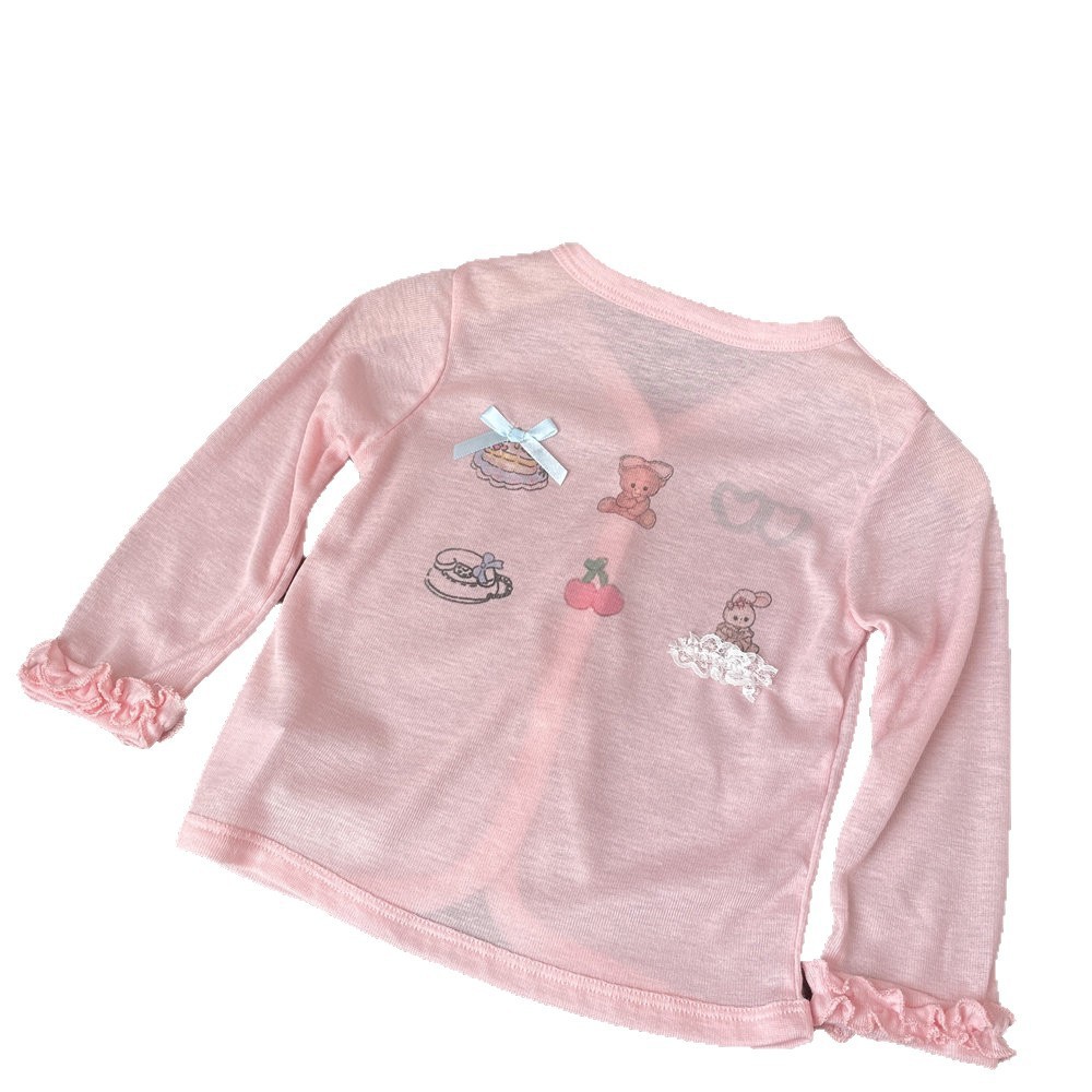 Niñas de verano color sólido dibujos animados impresión arco ultra delgado chaqueta de protección solar bebé aire acondicionado cardigans chaqueta de niños mujeres