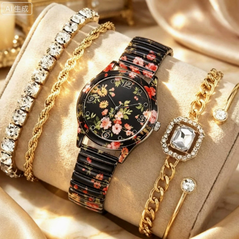 Wish Manufacturer's Popular Bracelet Watch, New Arrivals on Aliexpress, Hot-Selling Export Model, Printed Pattern Watch, Fashionable Women's Watch