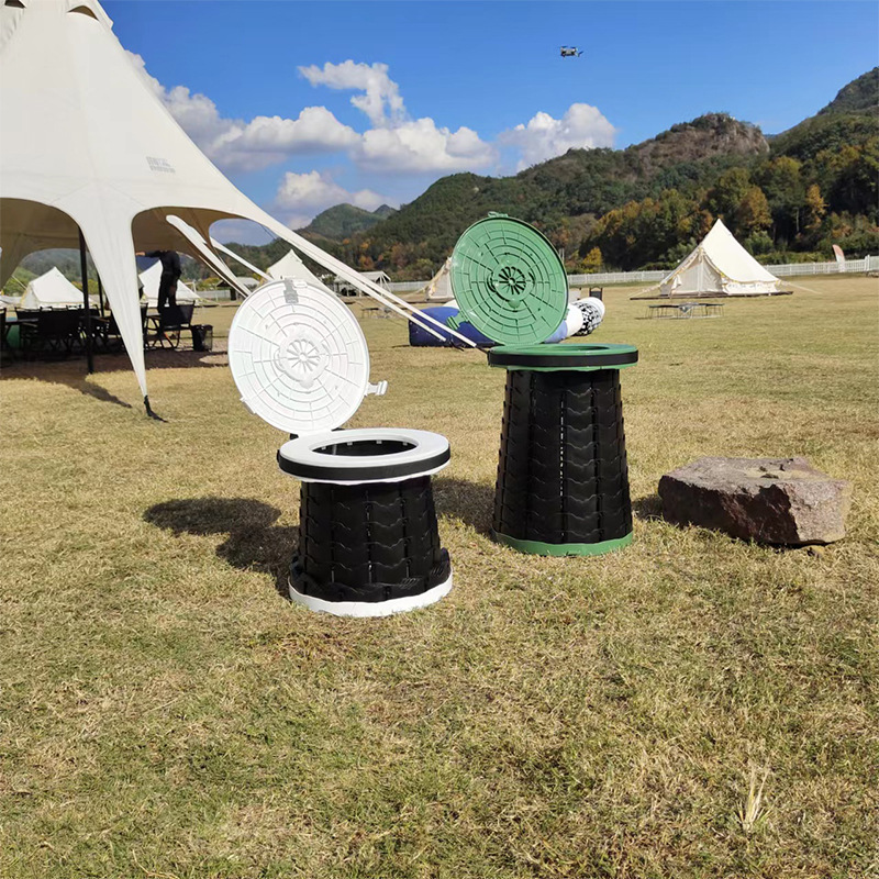 Inodoro portátil plegable multifuncional para camping o coche, diseño engrosado y fácil de almacenar