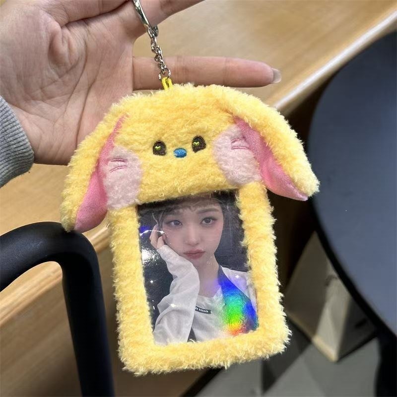 Cute ángel cerdo de peluche 3 pulgadas tarjeta de visualización tarjeta de estudiante colgante tarjeta de comida cubierta protectora