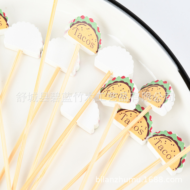 Frutas desechables horquilla horquilla creativa horquilla de fruta horquilla de hamburguesas fija horquilla sándwich horquilla creativa horquilla al por mayor fabricante