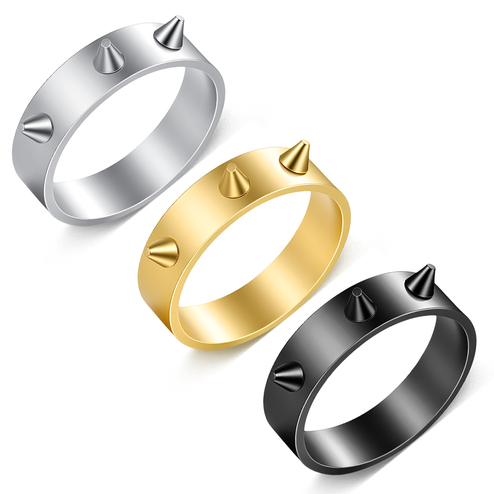 Europa y América punk estilo anti-Lobo anillo 3 uñas de defensa de emergencia anillo 6mm galvanizado hombres y mujeres pareja joyería