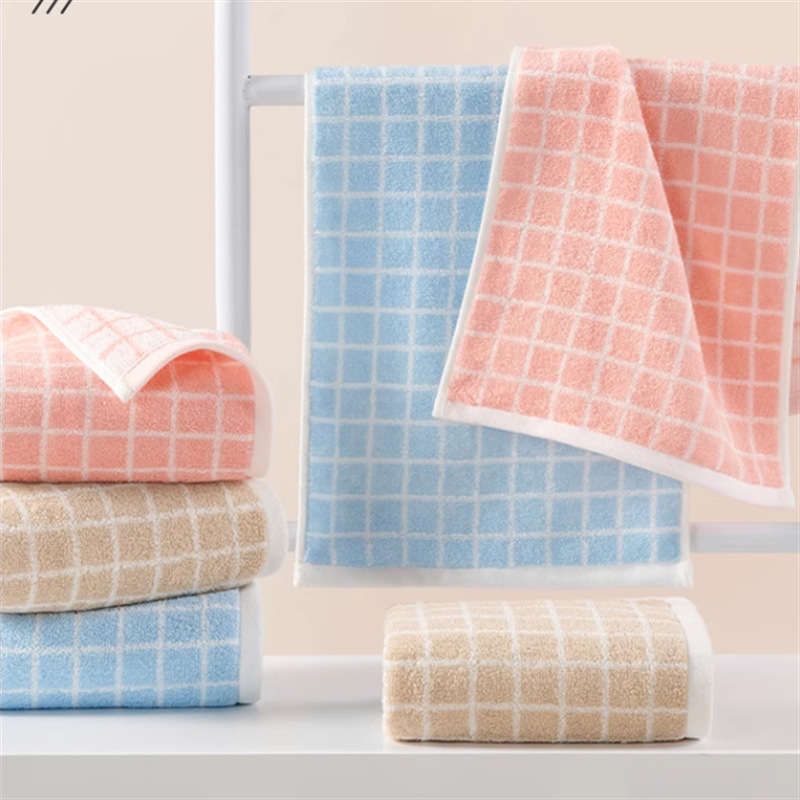 Wholesale Pure Cotton Face Wash Towel Absorbent Plaid J0024T Children's Towel 50*25 Jieyu Class a Standard Dropshipping