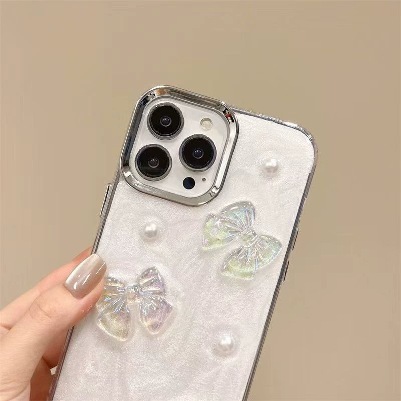 Apple, iPhone16, чехол из жемчуга с бантиком совместимый с 17promax, 13