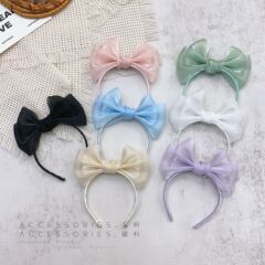 ラブブ diy 二層パール糸リボンガーゼラブブヘッドバンド 17 センチメートル人形ミニヘアバンド