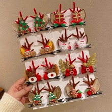 圣诞节红色鹿角发夹头饰配饰2025新款儿童边夹侧边头发小夹子发饰