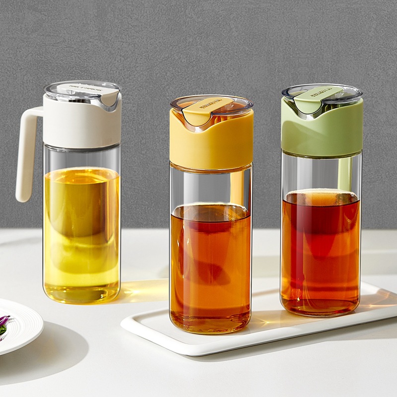 Luz simple apertura y cierre automático de la olla de aceite de limpieza extraíble olla de aceite botella de salsa cocina con mango de apertura automática y cierre de la botella de aceite