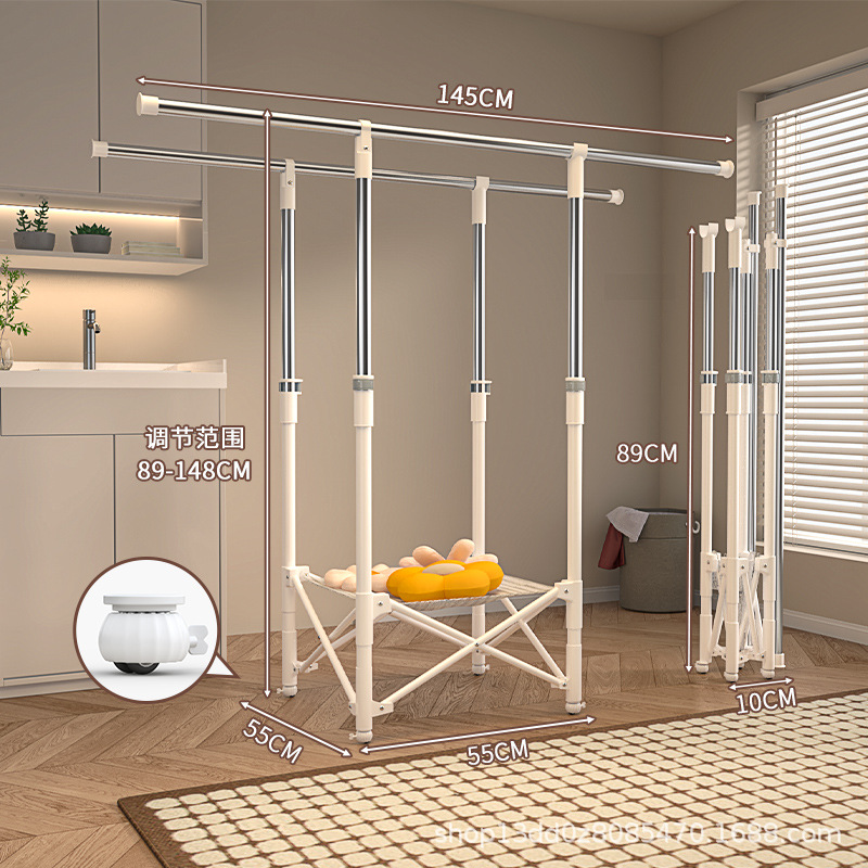 (스테인리스 스틸 포함) 메쉬 휠이 있는 25개 원형 이중 극 의류 건조대