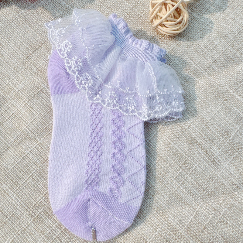 Calcetines de encaje para niños niñas transpirable primavera y otoño verano malla rayas encaje princesa calcetines cortos bebé blanco danza