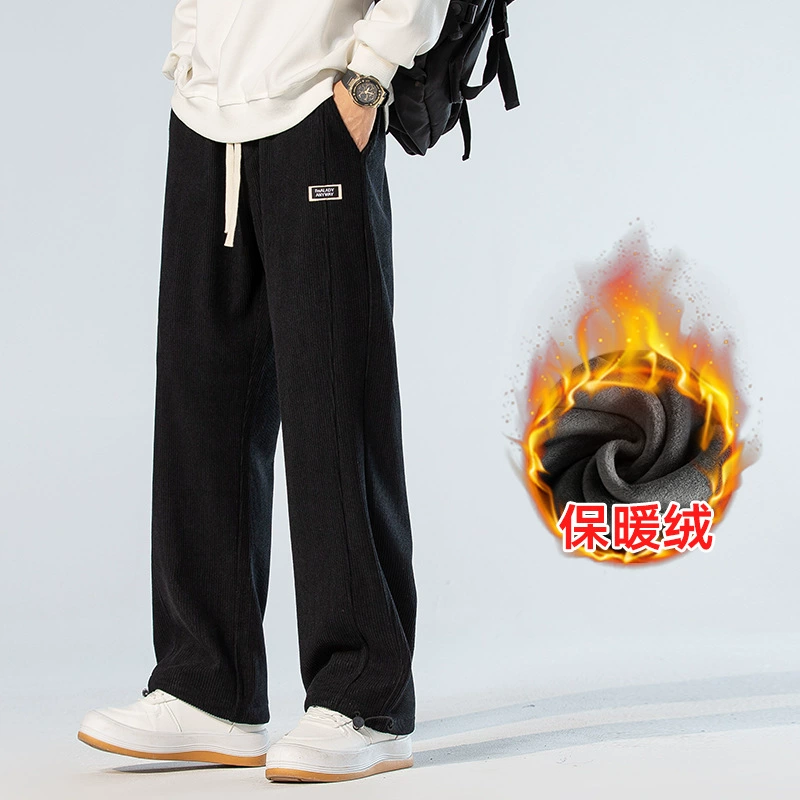 Спортивные брюки с воротником-стойкой на флисовой подкладке Мужские прямые брюки Модные Брендовые повседневные брюки с высоким носком Свободные брюки Harlan с высоким носком
