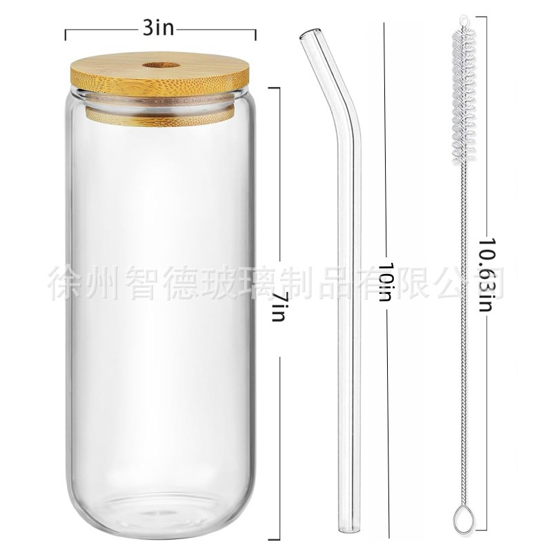 Amazon explosivo taza de Coca-Cola taza de vidrio de agua alta temperatura taza de borosilicato de alto valor facial tapa de bambú botella de bebida de paja