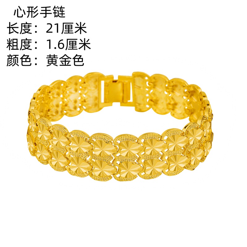 Yihua Hand-Carved Heart-Shaped Bracelet Jewelry Southeast Asian Best-Selling Men's Wide Version Inverted Mold Car Flower-Shaped Bracelet