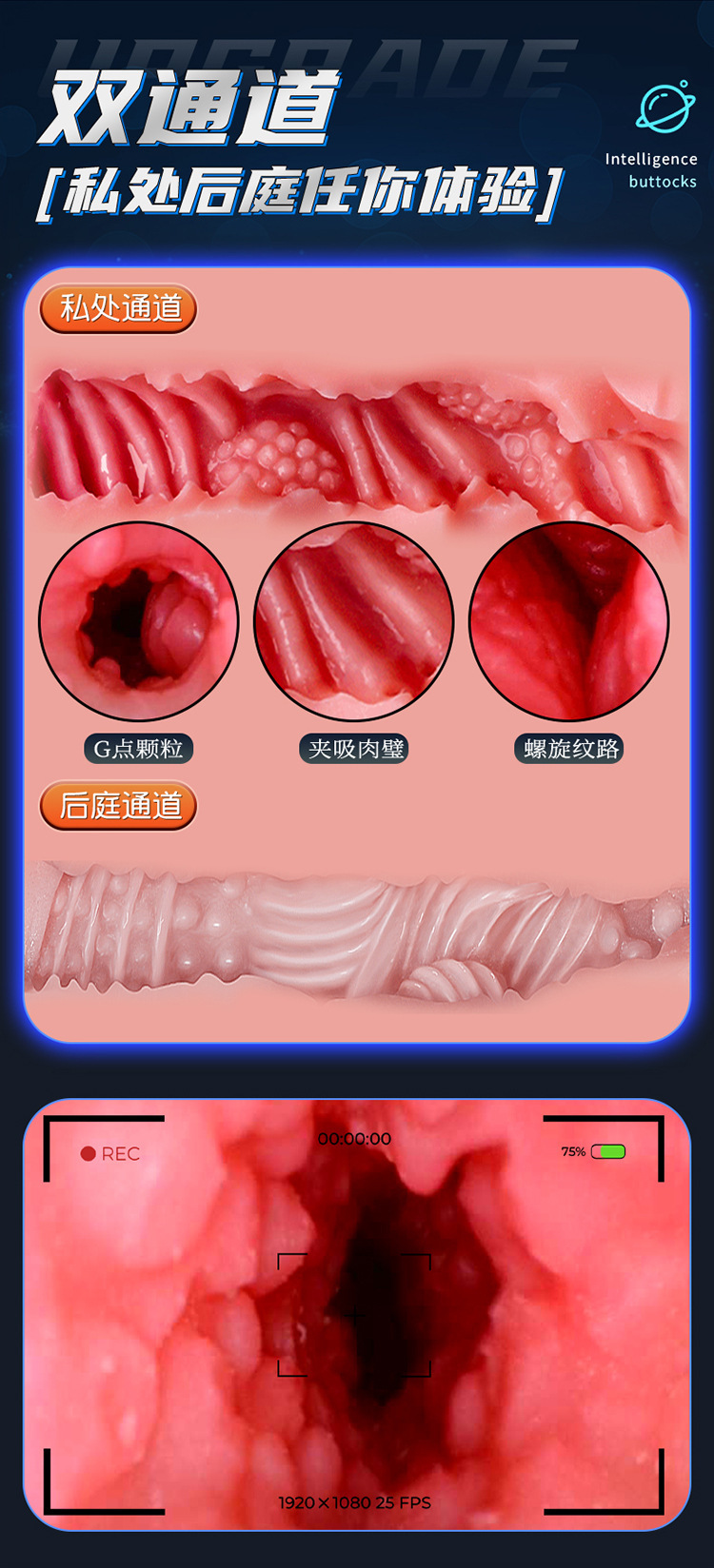 Electric Suction Male Masturbator Half-Body Realistic Doll with Vibration and Sound — detail image 9