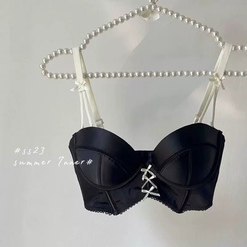 小胸聚拢显大内衣女收副乳防下垂无钢圈肩带文胸套装