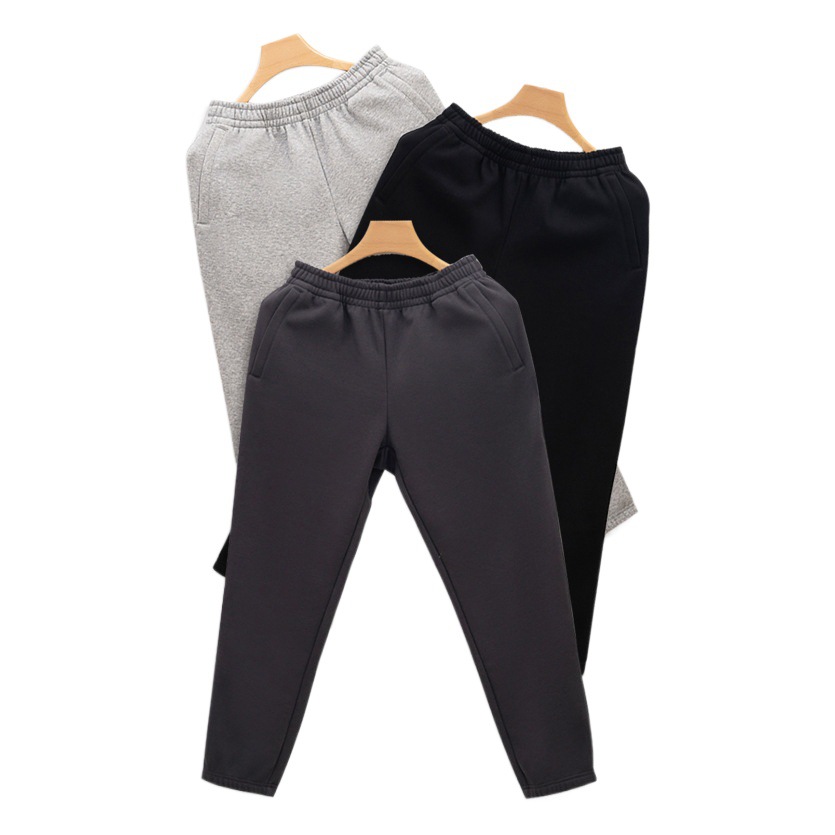 Nueva cremallera bolsa de lana forrado pantalones de chándal de los hombres y las mujeres otoño y el invierno suelto nuevo tobillo-atado de algodón casual espesado caliente pantalones hombres