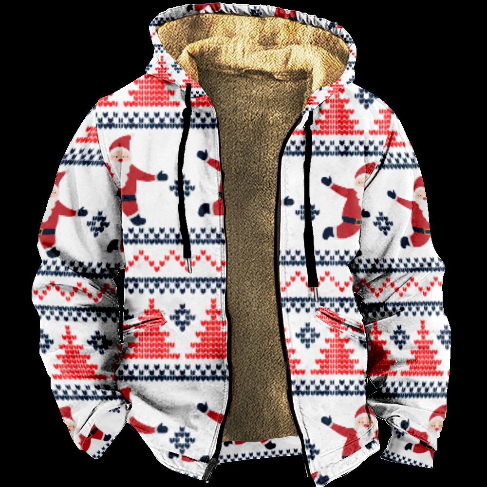 Ropa de invierno engrosada con forro polar transfronterizo Forro de doble capa de Santa Claus Chaqueta acolchada de algodón de terciopelo grueso Cremallera Bolsa de excavación Chaqueta acolchada de algodón cálido