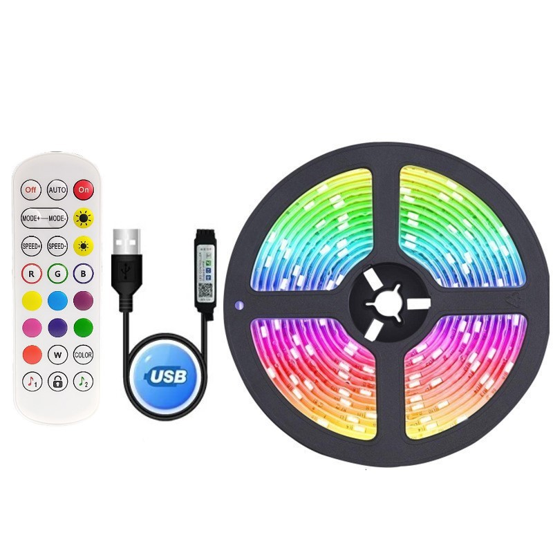Tira de luz LED tira de luz de tres colores atenuación 5v impermeable 5050RGB autoadhesivo Bluetooth USB lineal luz de atmósfera de bajo voltaje