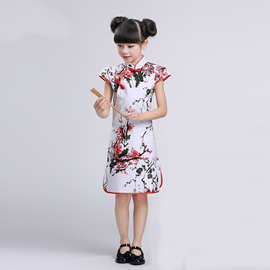 儿童民族风旗袍 六一儿童节日表演服女童公主裙大童夏季旗袍