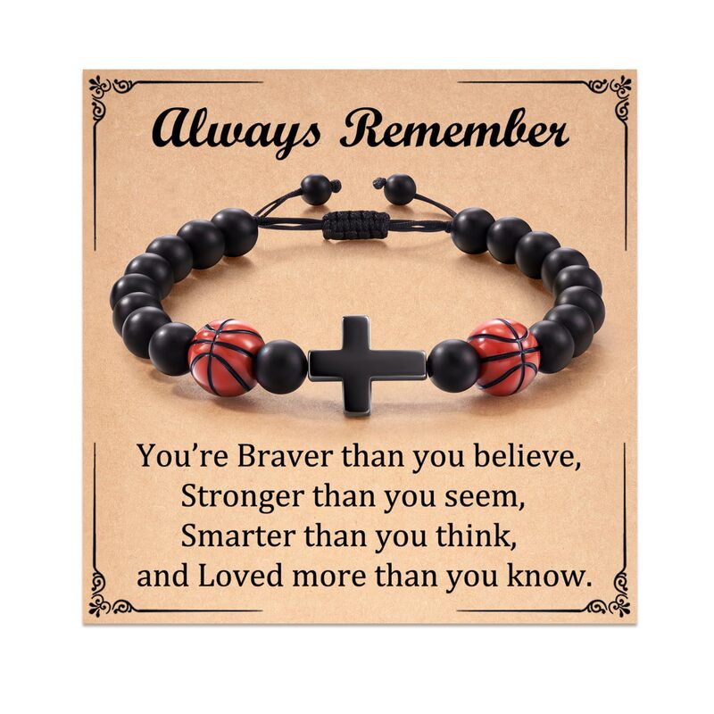 Football beaded bracelet to my son gift black frosted coach football bracelet Tiger Eye Stone baseball bracelet