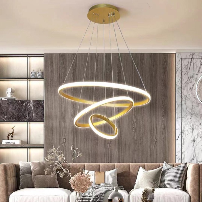 Restaurant Chandelier Bar Counter Nordic Modern Simple Chandelier Three-ring Study Master Bedroom Dining Room Lamps Cross-border