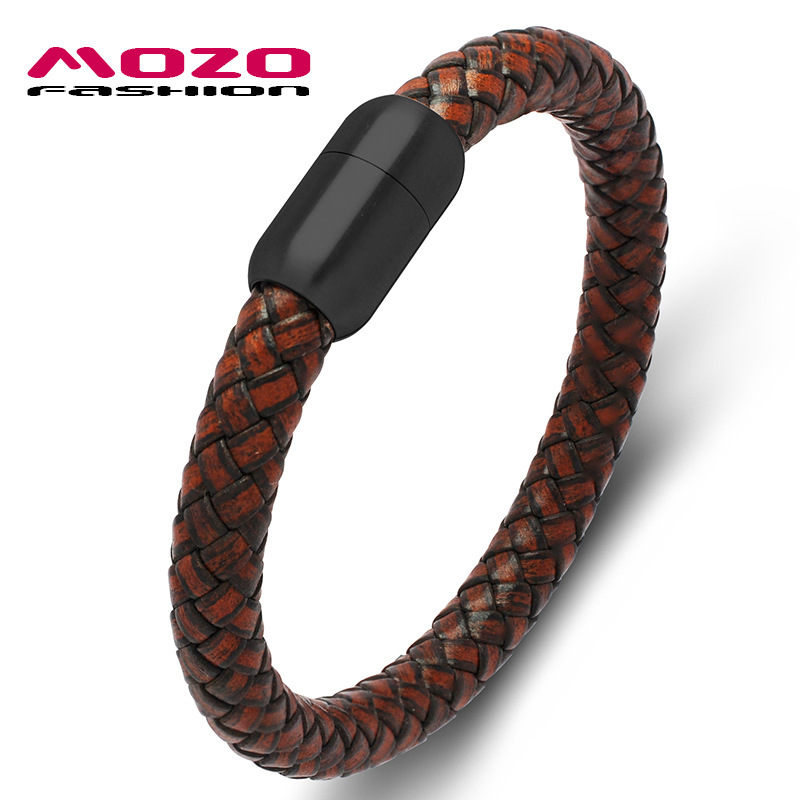 [New listing] European and American classic frosted stainless steel men's retro brown bracelet primary color charm all-match