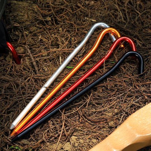 Outdoor high-strength aluminum alloy ground nails, outdoor tent canopy aluminum ground nails, windproof drawstring ground nails, type 7 colored nails