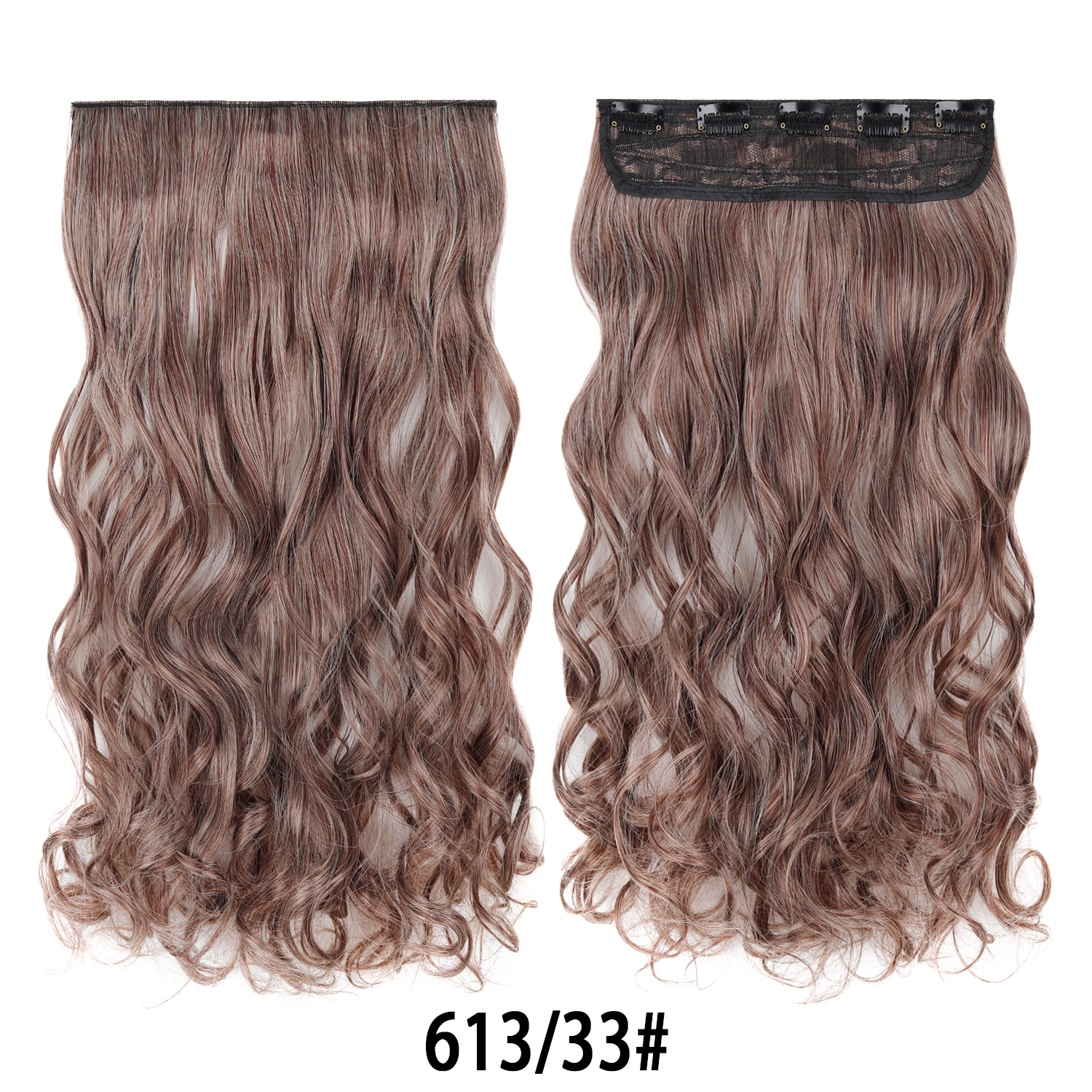 Extensión de Cabello de 5 Clips de 18 Pulgadas de Fibra de Alta Temperatura Rizado para Señoras