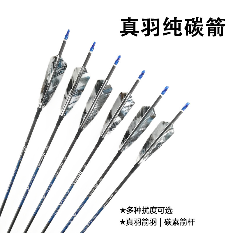 Ce Pure Carbon Arrow Pure Carbon Arrow Pole Real Feather Outdoor Archery Hunting Competitive Hunting Recurve Bow and Arrow Competition Training