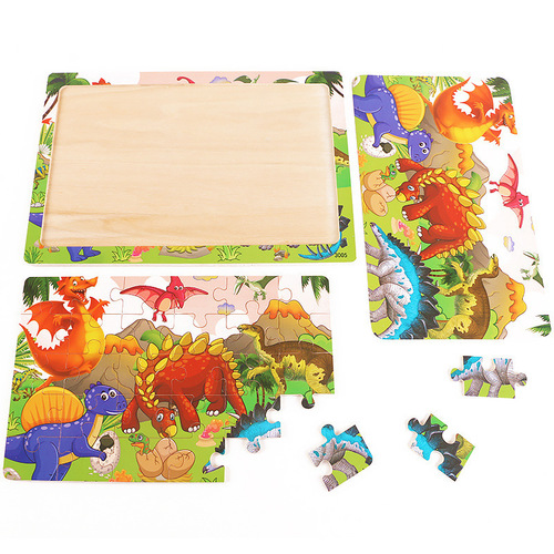 厂家30片木质儿童早教益智拼图卡通带底图拼板幼儿玩具