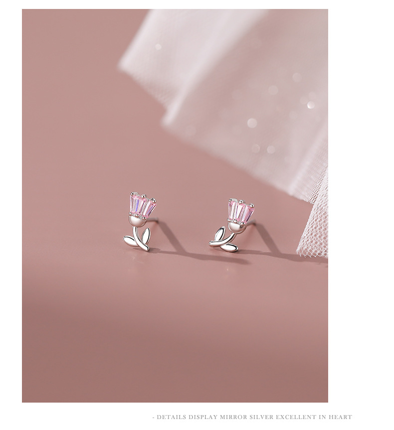 5g Weight 925 Sterling Silver Ear Needle Material 1 Pair 925 Sterling Silver Zircon Flower Ear Studs
