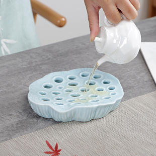 Lotus Ceramic Vintage Pot Bearing Dry Bubble Tray Pot small size Water Storage Tea Table Teapot Tea Bearing Tea Tray Kung Fu Tea Set