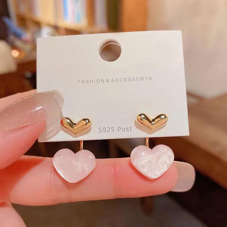 Alloy Ear Needle Material Drop Earrings Classification 1 Pair Elegant Simple Style Streetwear Heart Shape Plating Alloy Shell Drop Earrings