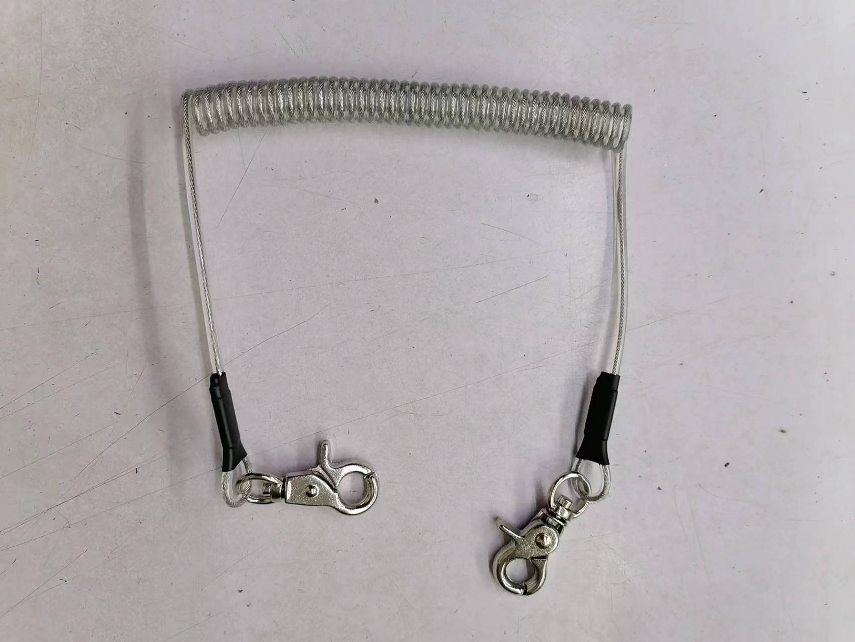 钢丝弹簧失手绳工具绳渔具护竿绳包钢丝透明弹簧绳金属扣