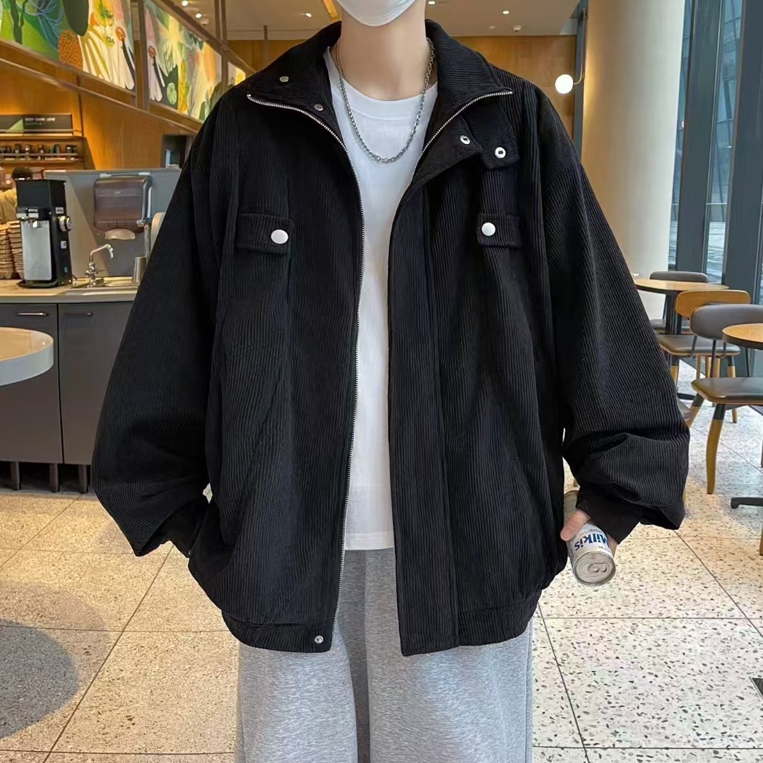 工装外套男款2025春季潮流日系复古痞帅宽松灯芯绒休闲夹克上衣