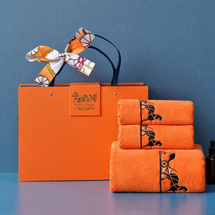 Coral Fleece Towel Bath Towel Three-Piece Gift Box Wedding Accompanying Gift Box Embroidered Set Towel Cotton Towel for Gift