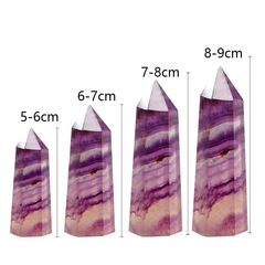 Natural Crystal Amethyst Fluorite Hand-polished Gemstone Six-sided Single-pointed Crystal Column Desk Decor Crystal Ornament Wholesale